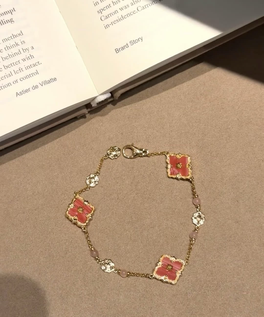 Buccellati Van Cleef & Arpels Alhambra Pink Enamel Bracelet Buccellati Van Cleef & Arpels Alhambra Pink Enamel Bracelet